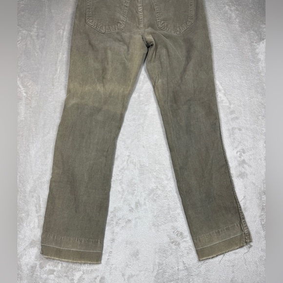 AMO Babe Corduroy Green Grey Raw Hem Button Fly Cropped Ankle Pants Size 27 - Picture 13 of 16